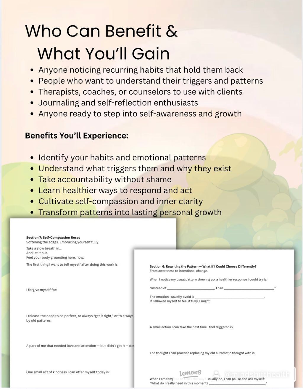 My Toxic Habits Workbook | Self-Discovery Journal | Digital Therapy Worksheet Personal Growth Printable Mental Health Reflection PDF