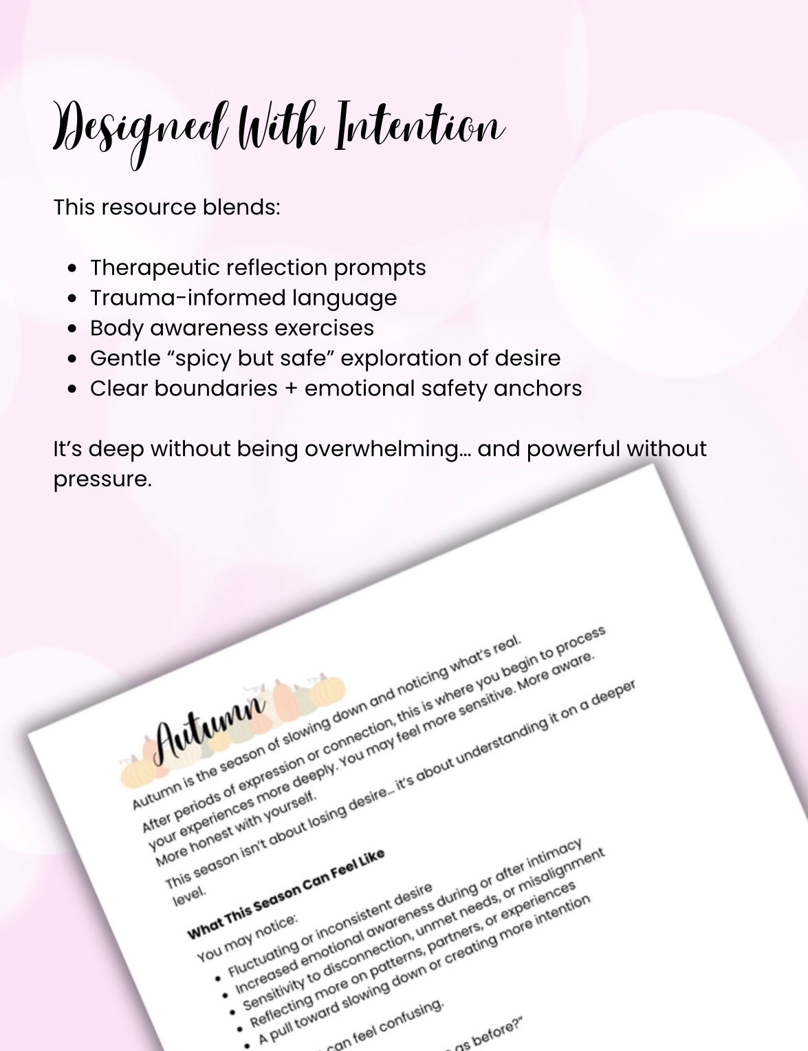 4 Sexual & Emotional Seasons Worksheet PDF Desire Cycle, Intimacy Patterns & Relationship Growth Therapy Printable