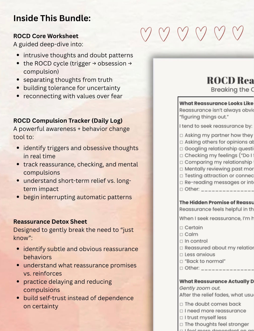 Relationship OCD (ROCD) Worksheets Bundle PDF CBT, ERP & ACT Tools for Relationship Anxiety, Intrusive Thoughts & Reassurance Seeking