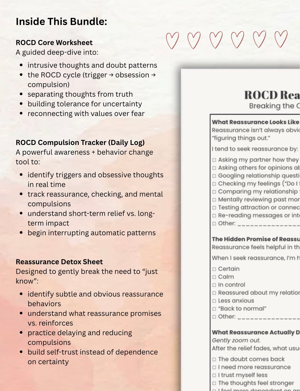 Relationship OCD (ROCD) Worksheets Bundle PDF CBT, ERP & ACT Tools for Relationship Anxiety, Intrusive Thoughts & Reassurance Seeking