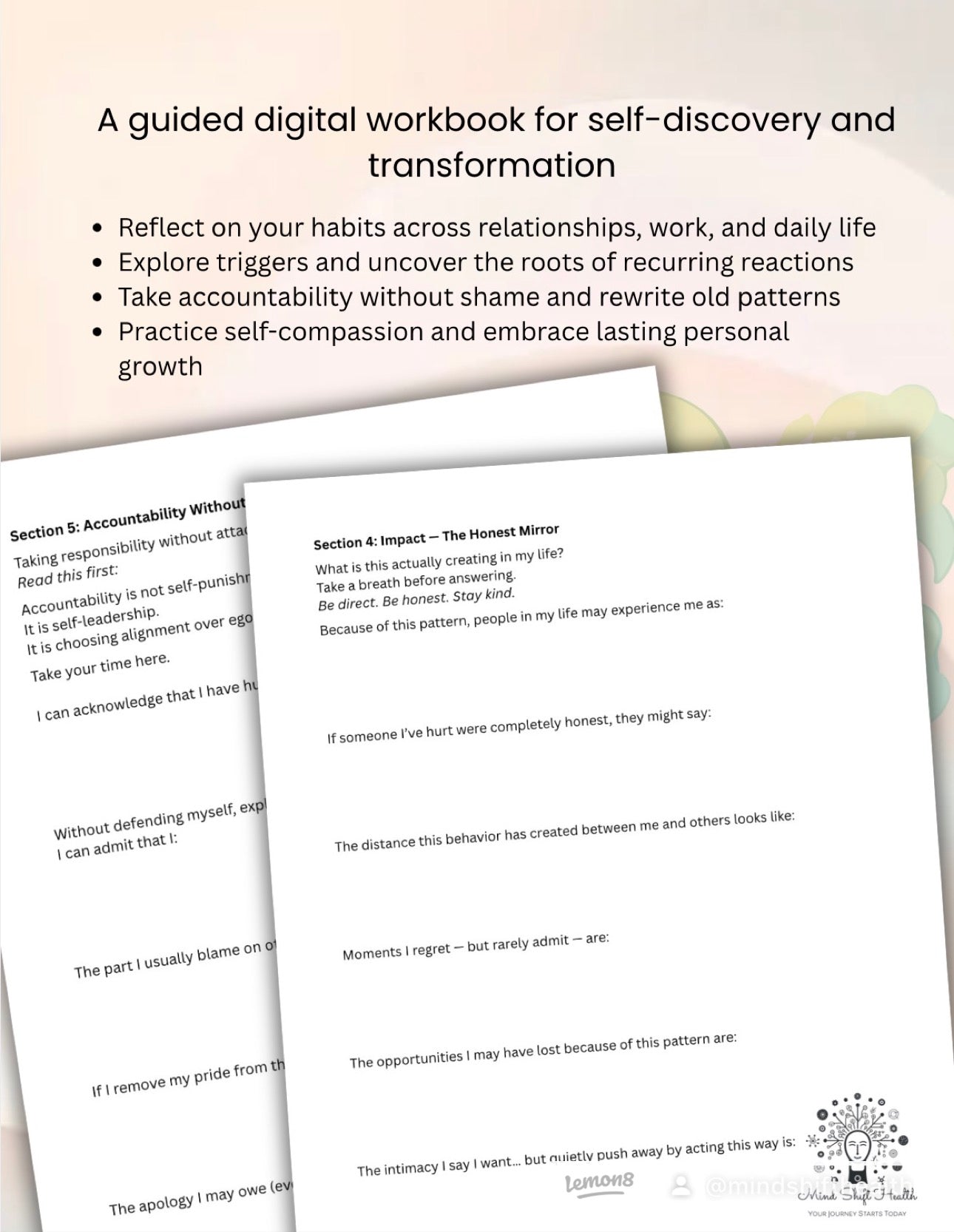 My Toxic Habits Workbook | Self-Discovery Journal | Digital Therapy Worksheet Personal Growth Printable Mental Health Reflection PDF