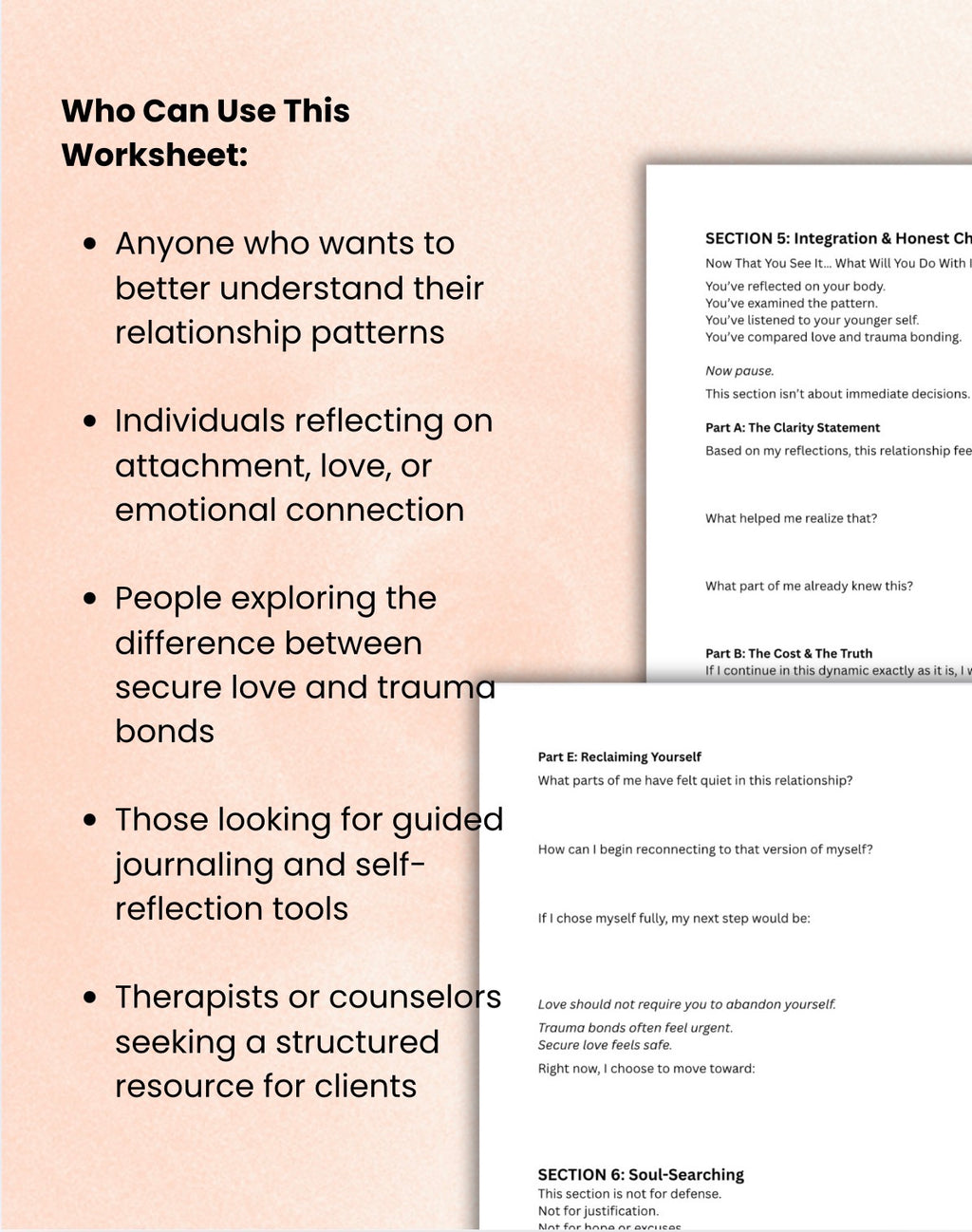 Love vs Trauma Bond Worksheet Attachment Style, Relationship Patterns & Self-Reflection Printable