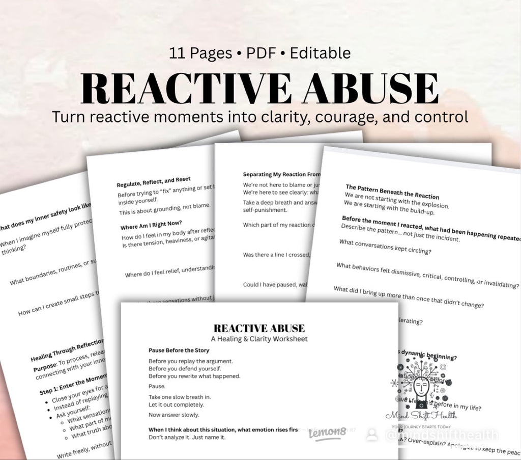 Reactive Abuse Healing Workbook | Self-Help Journal for Victims of Emotional Abuse | Reflect, Understand Triggers, Set Boundaries