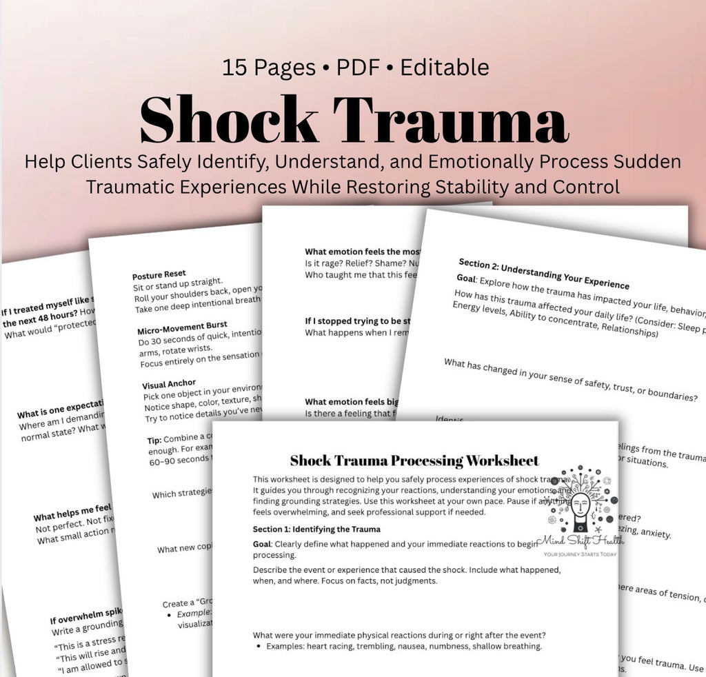 Shock Trauma Processing Worksheet: Therapist Resource (PDF)