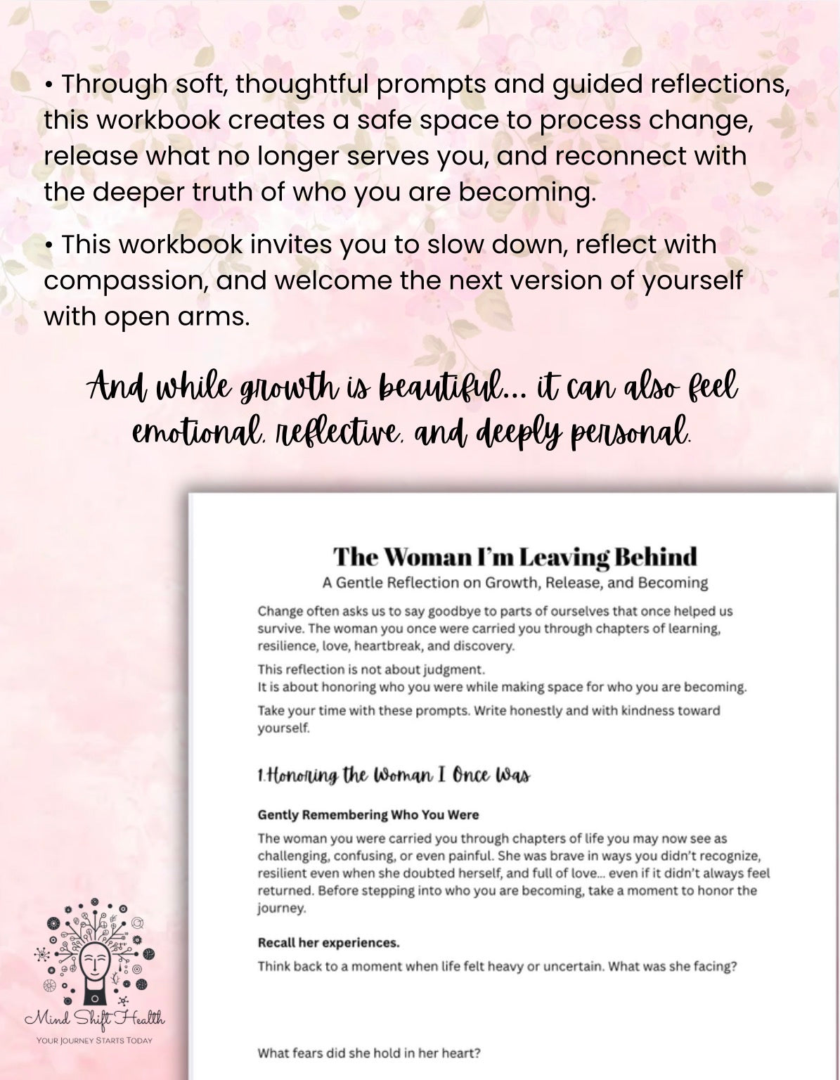 The Woman I’m Leaving Behind Self Reflection Workbook for Women Healing & Self Love Journal Personal Growth Worksheet Therapy Self Discovery