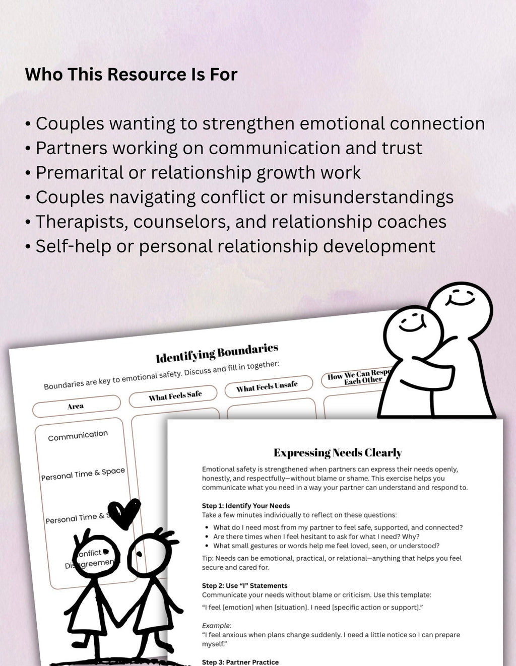 Emotional Safety & Relationship Communication Worksheet Couples Therapy Exercises, Trust-Building, and Connection Printable