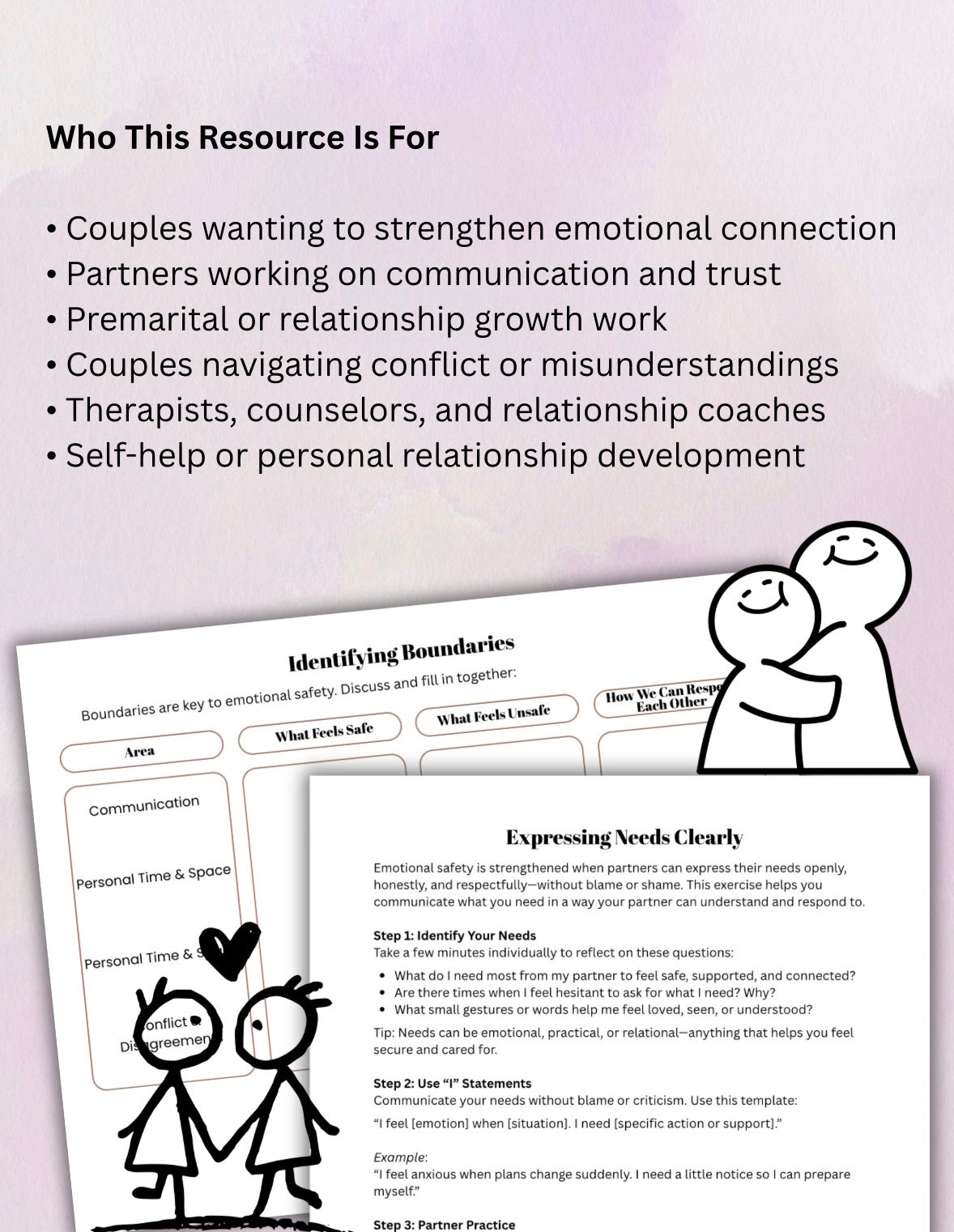 Emotional Safety & Relationship Communication Worksheet Couples Therapy Exercises, Trust-Building, and Connection Printable