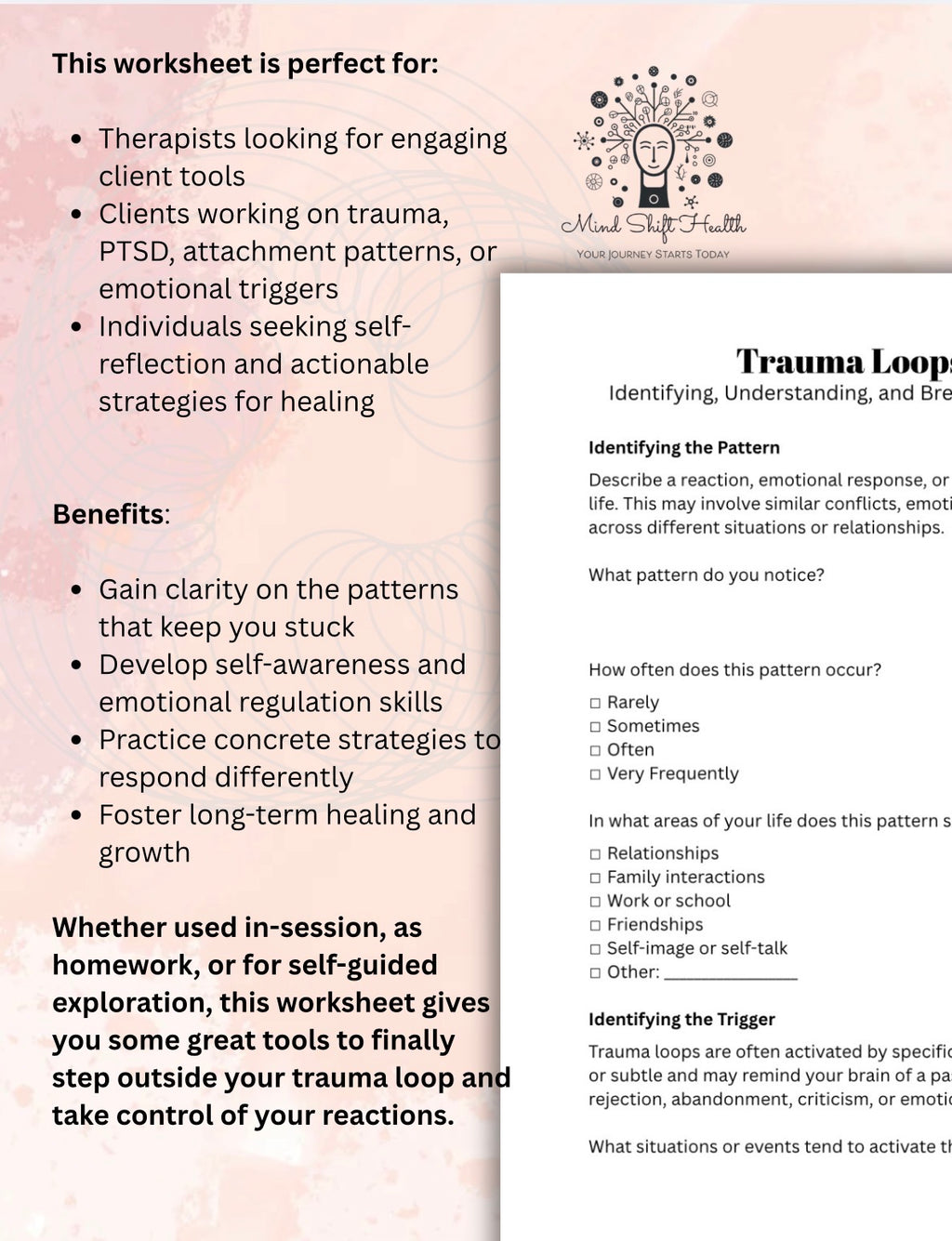 Trauma Loops Worksheet, Healing Exercise (PDF Download)