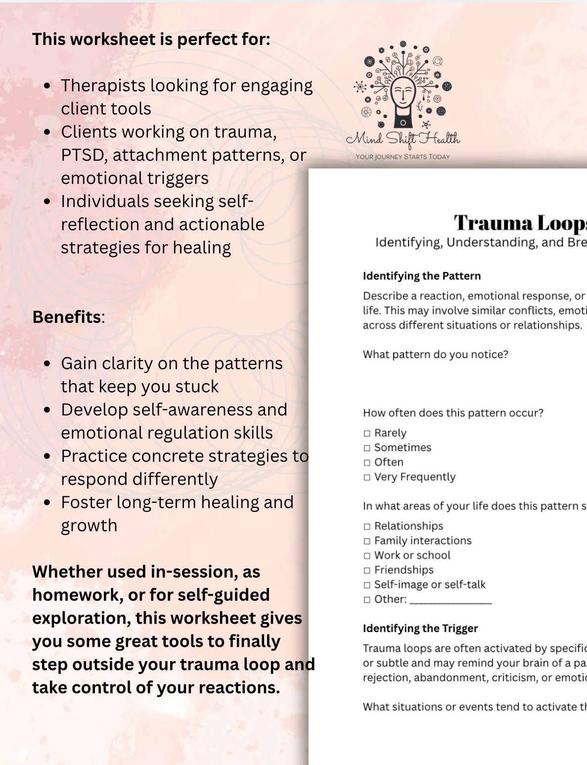 Trauma Loops Worksheet, Healing Exercise (PDF Download)