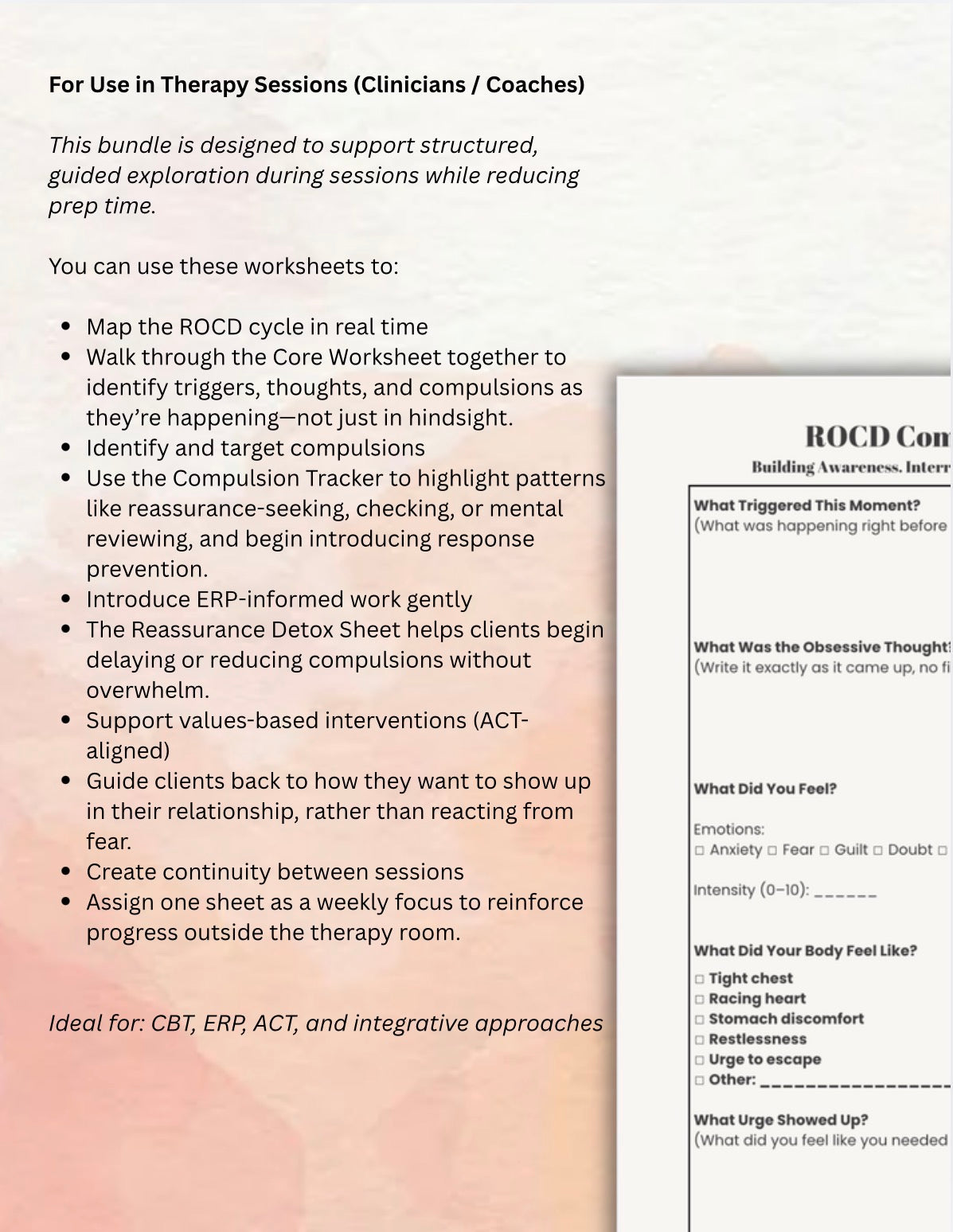Relationship OCD (ROCD) Worksheets Bundle PDF CBT, ERP & ACT Tools for Relationship Anxiety, Intrusive Thoughts & Reassurance Seeking