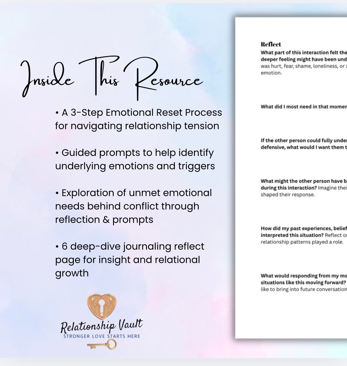Emotional Validation & 3-Step Relationship Reset Worksheet Couples Therapy Communication & Conflict Resolution Printable