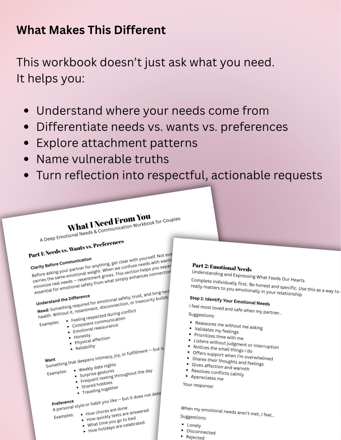 What I Need From You Couples Worksheet Emotional Needs, Communication & Relationship Growth Printable