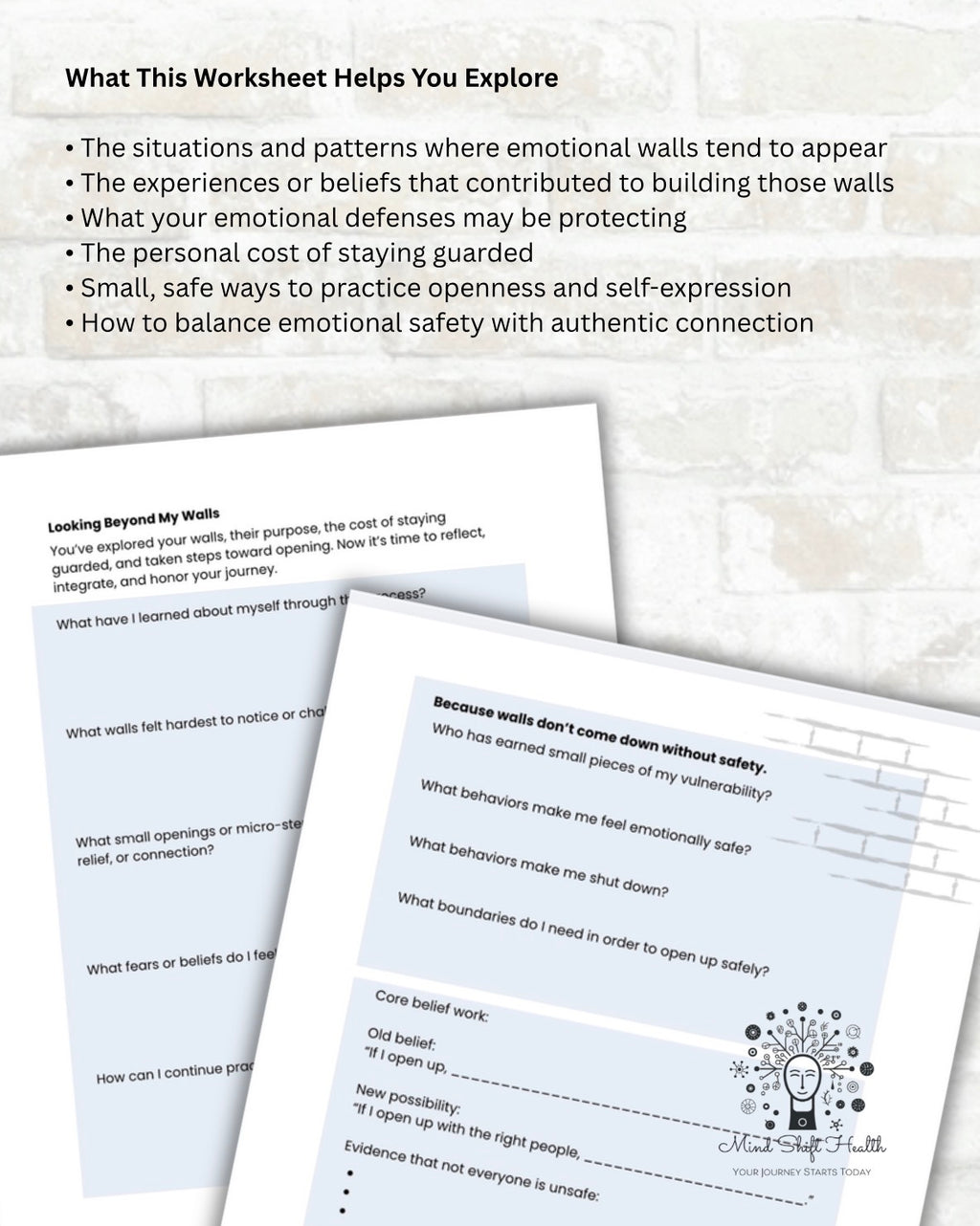 Emotional Walls Worksheet: Self-Reflection for Vulnerability & Personal Growth (PDF)