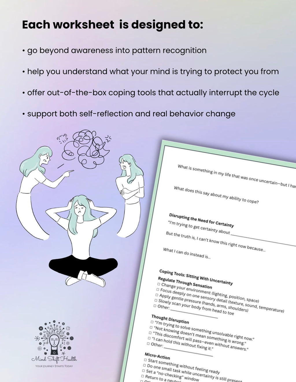 Anticipatory Anxiety Worksheet Bundle PDF Waiting Mode, Intolerance of Uncertainty & Overthinking CBT Therapy Tools