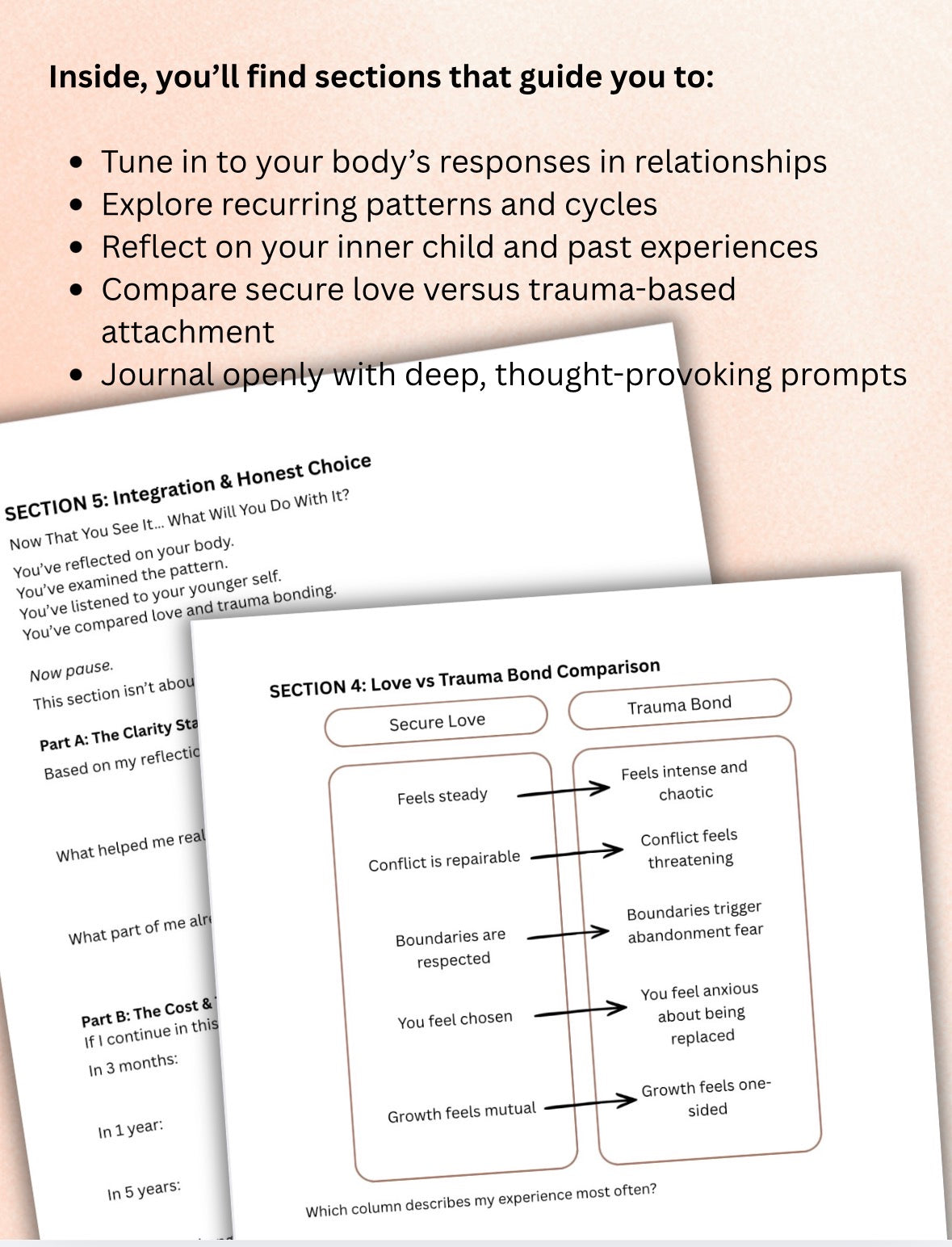 Love vs Trauma Bond Worksheet Attachment Style, Relationship Patterns & Self-Reflection Printable