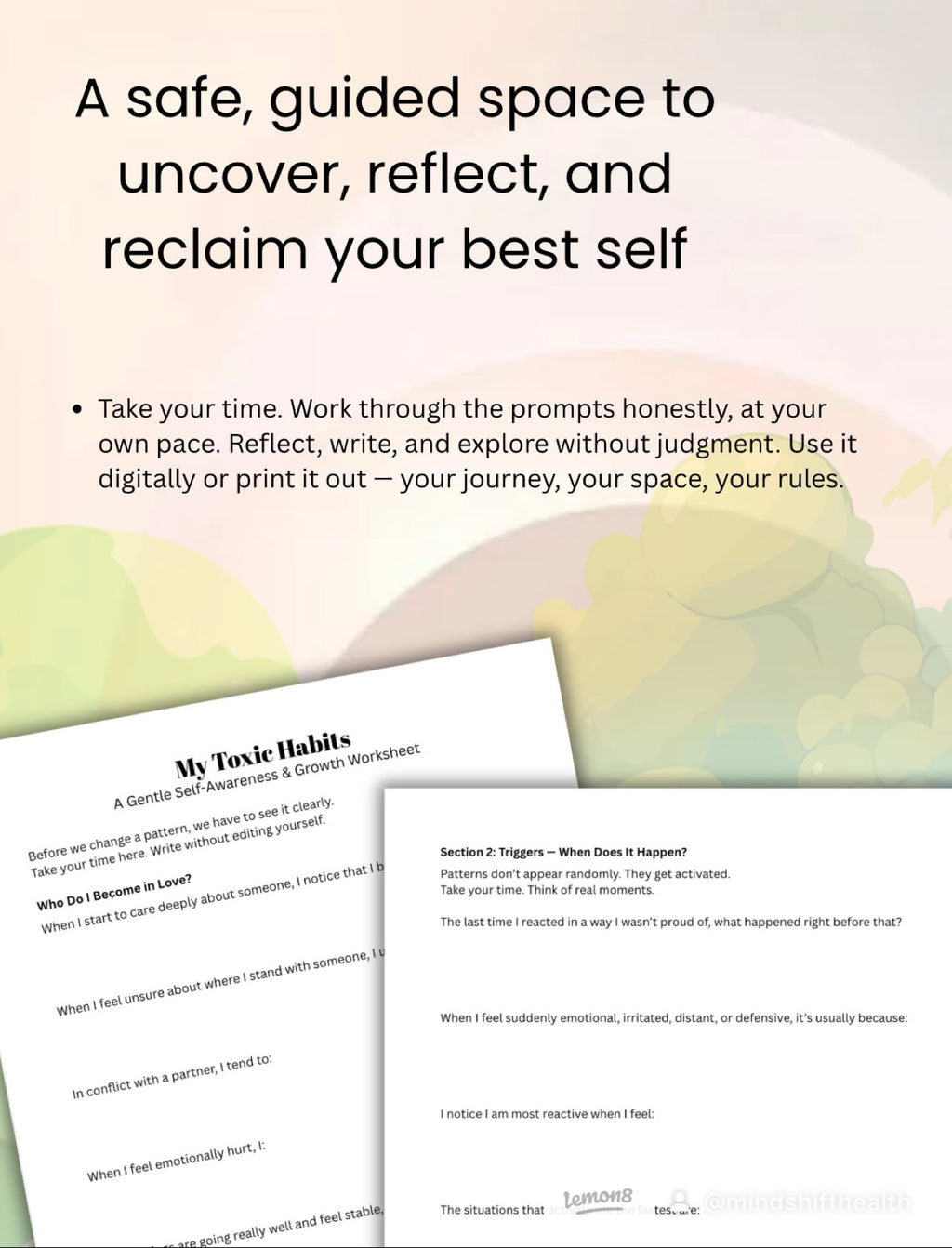My Toxic Habits Workbook | Self-Discovery Journal | Digital Therapy Worksheet Personal Growth Printable Mental Health Reflection PDF