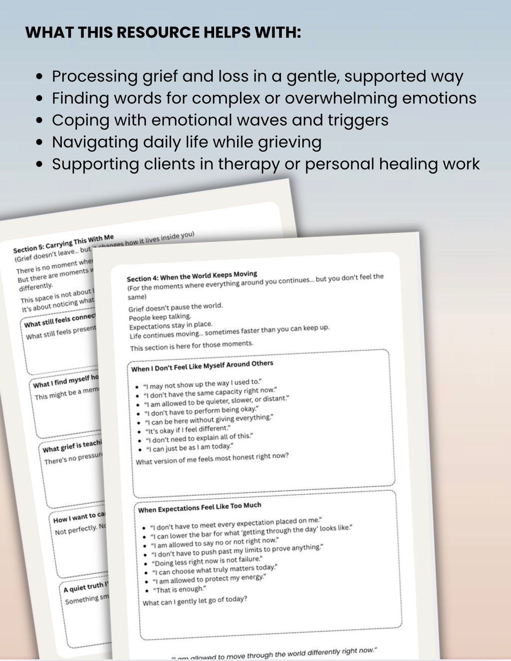 Grief Survival Language Worksheet PDF Coping with Loss, Grief Support & Emotional Processing Bereavement Therapy Printable