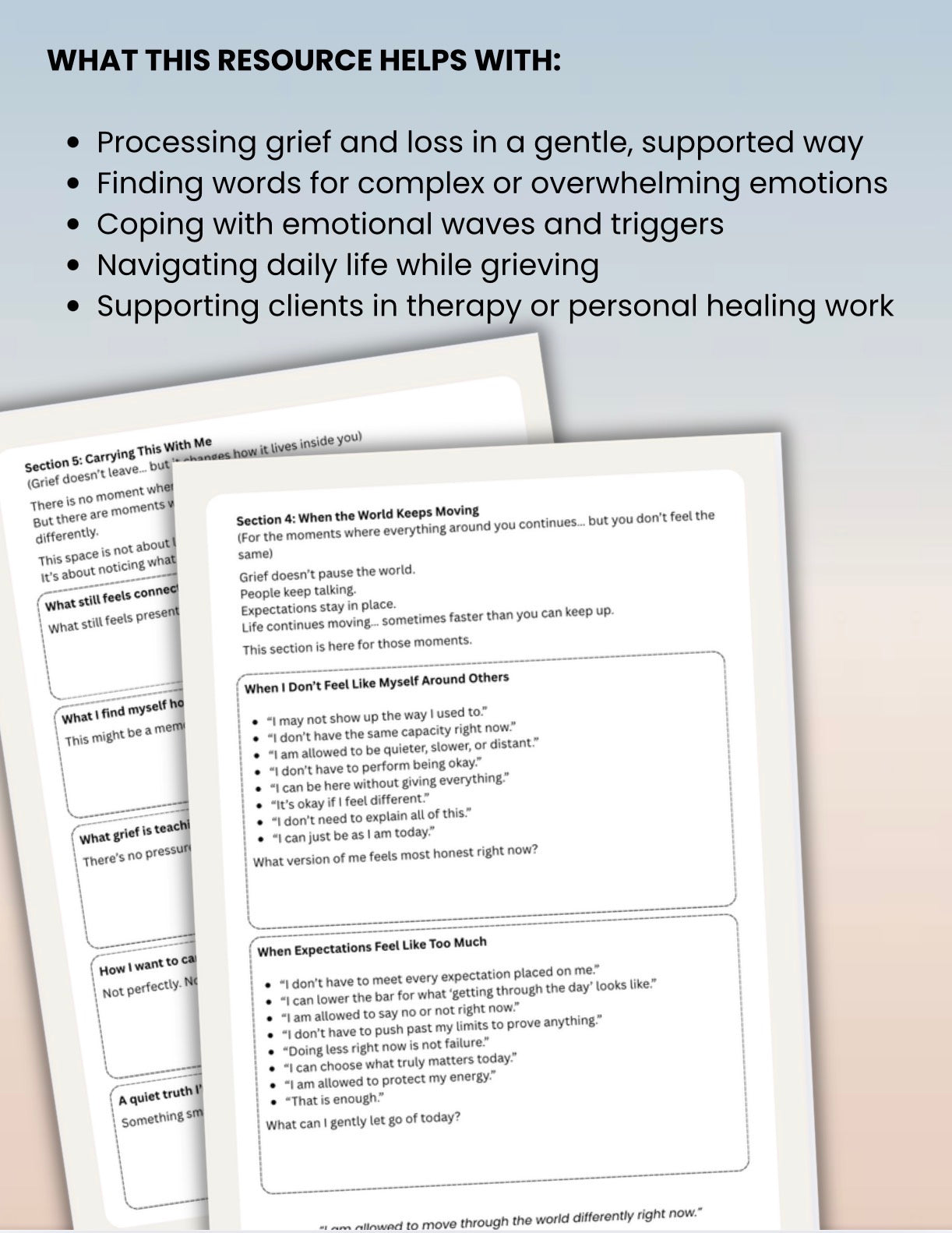 Grief Survival Language Worksheet PDF Coping with Loss, Grief Support & Emotional Processing Bereavement Therapy Printable