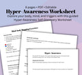 Hyper-Awareness Worksheet – Mind-Body Mapping, Self-Discovery & Reflection Tool for Anxiety, Trauma, CPTSD, and Emotional Awareness