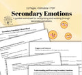 Secondary Emotions Worksheet Therapy Handout & Self-Help Guided Reflection Tool for Emotional Awareness  Regulation