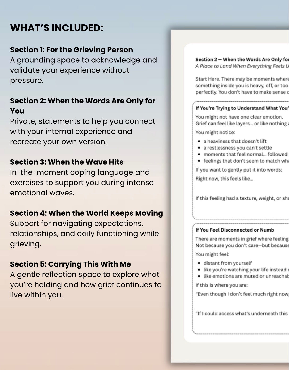 Grief Survival Language Worksheet PDF Coping with Loss, Grief Support & Emotional Processing Bereavement Therapy Printable