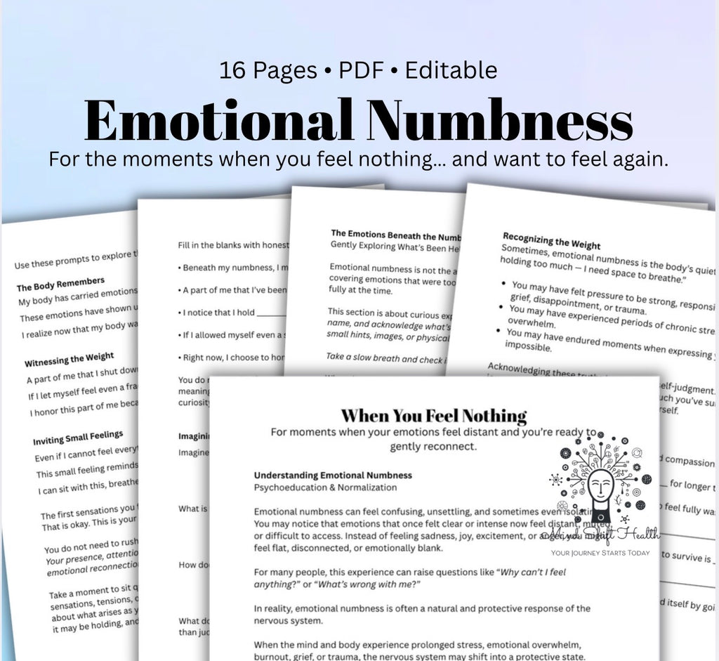 Emotional Numbness, When You Feel Nothing Workbook Nervous System Healing, Trauma Recovery, Emotional Awareness Journal