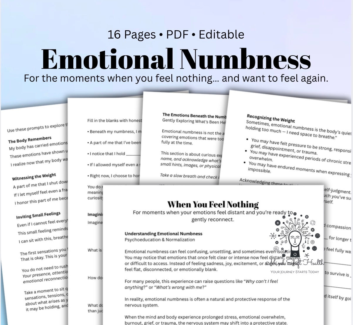 Emotional Numbness, When You Feel Nothing Workbook Nervous System Healing, Trauma Recovery, Emotional Awareness Journal