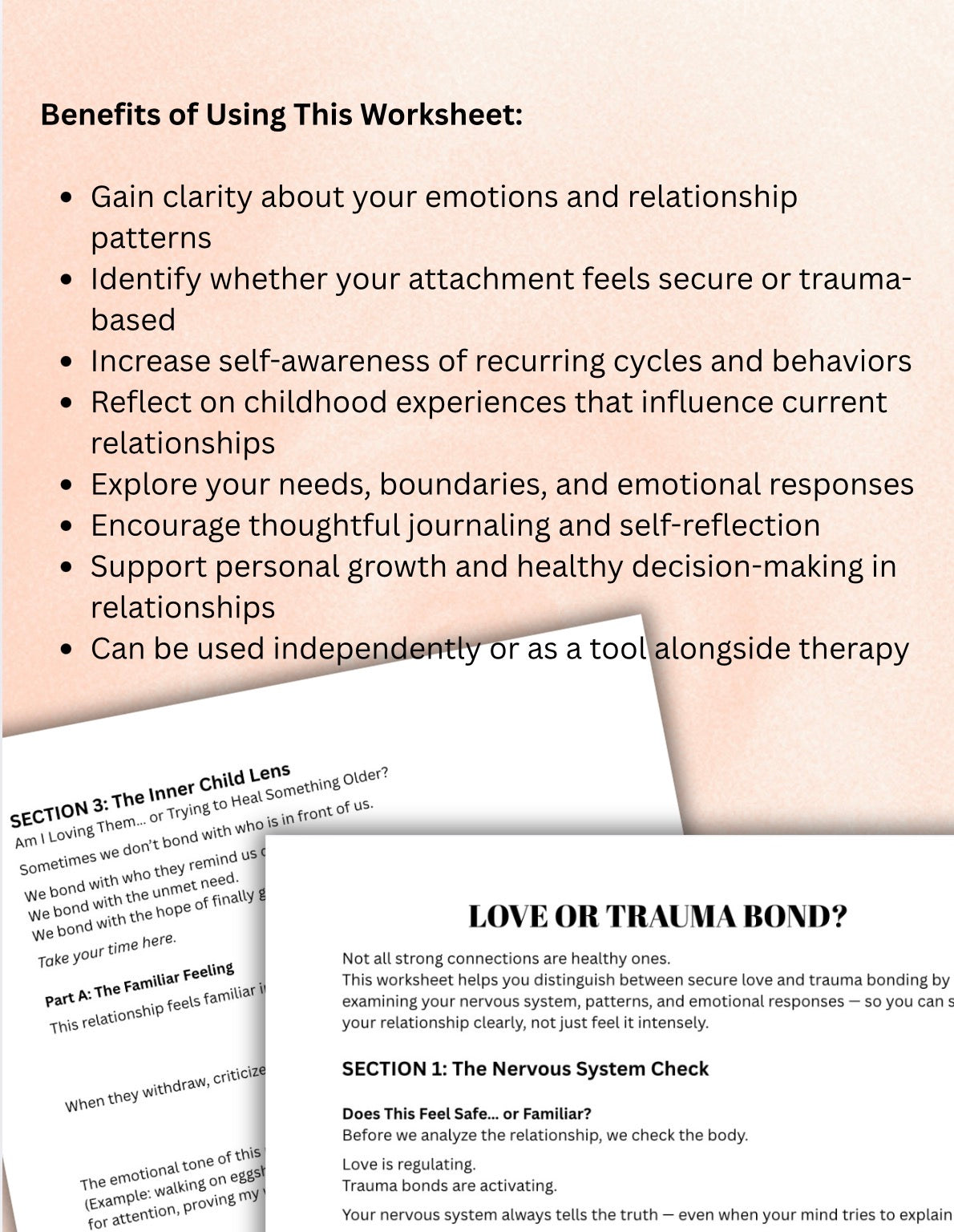 Love vs Trauma Bond Worksheet Attachment Style, Relationship Patterns & Self-Reflection Printable