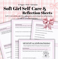 Soft Girl Self-Care Worksheet Printable Journaling Pages for Self-Love, Mindfulness Cozy Reflection