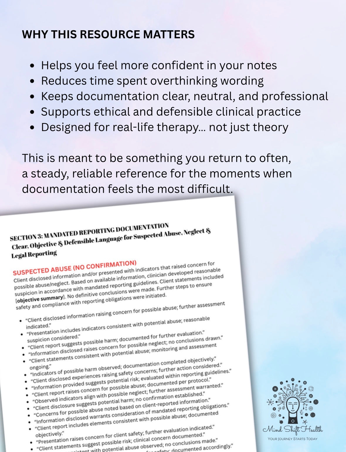 Clinical Notes for Difficult Situations  Risk Rupture, Mandated Reporting Suicidal Ideation  Client Denial, Self Harm, Client Frustration