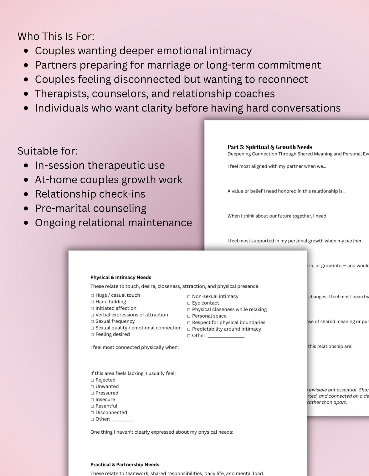 What I Need From You Couples Worksheet Emotional Needs, Communication & Relationship Growth Printable