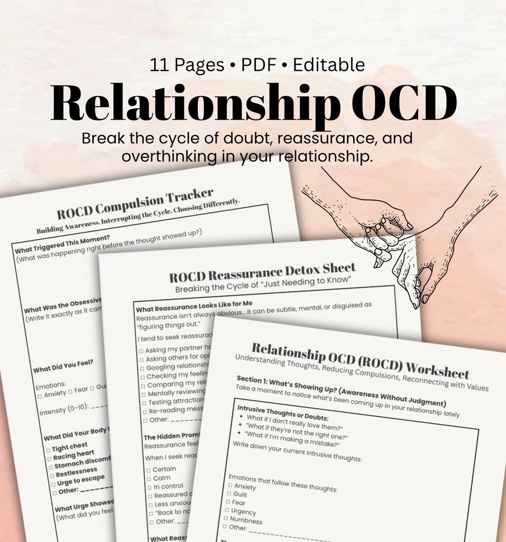 Relationship OCD (ROCD) Worksheets Bundle PDF CBT, ERP & ACT Tools for Relationship Anxiety, Intrusive Thoughts & Reassurance Seeking