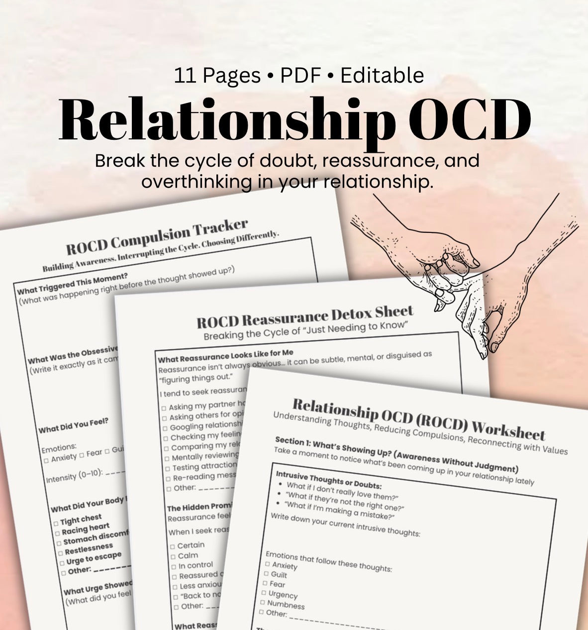 Relationship OCD (ROCD) Worksheets Bundle PDF CBT, ERP & ACT Tools for Relationship Anxiety, Intrusive Thoughts & Reassurance Seeking