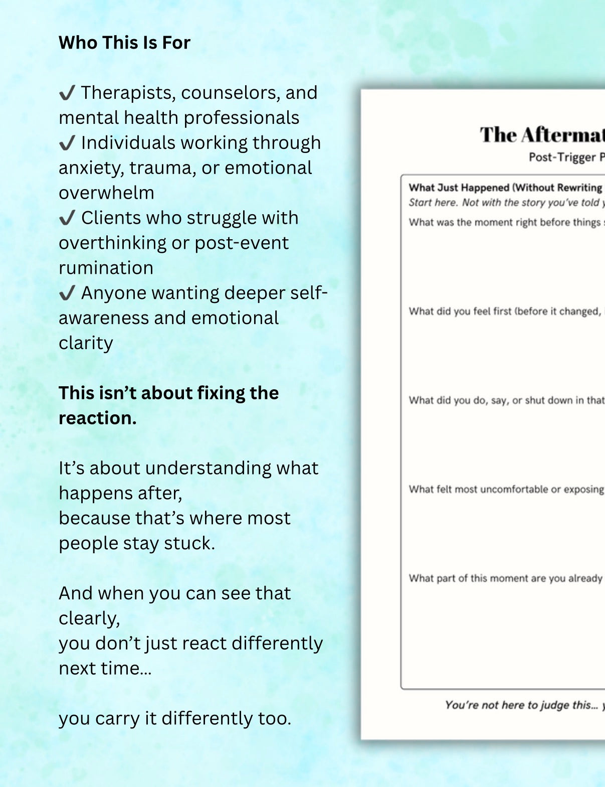 Post Trigger Processing Worksheet Overthinking & Rumination Help, Anxiety Therapy Printable, Self Reflection PDF