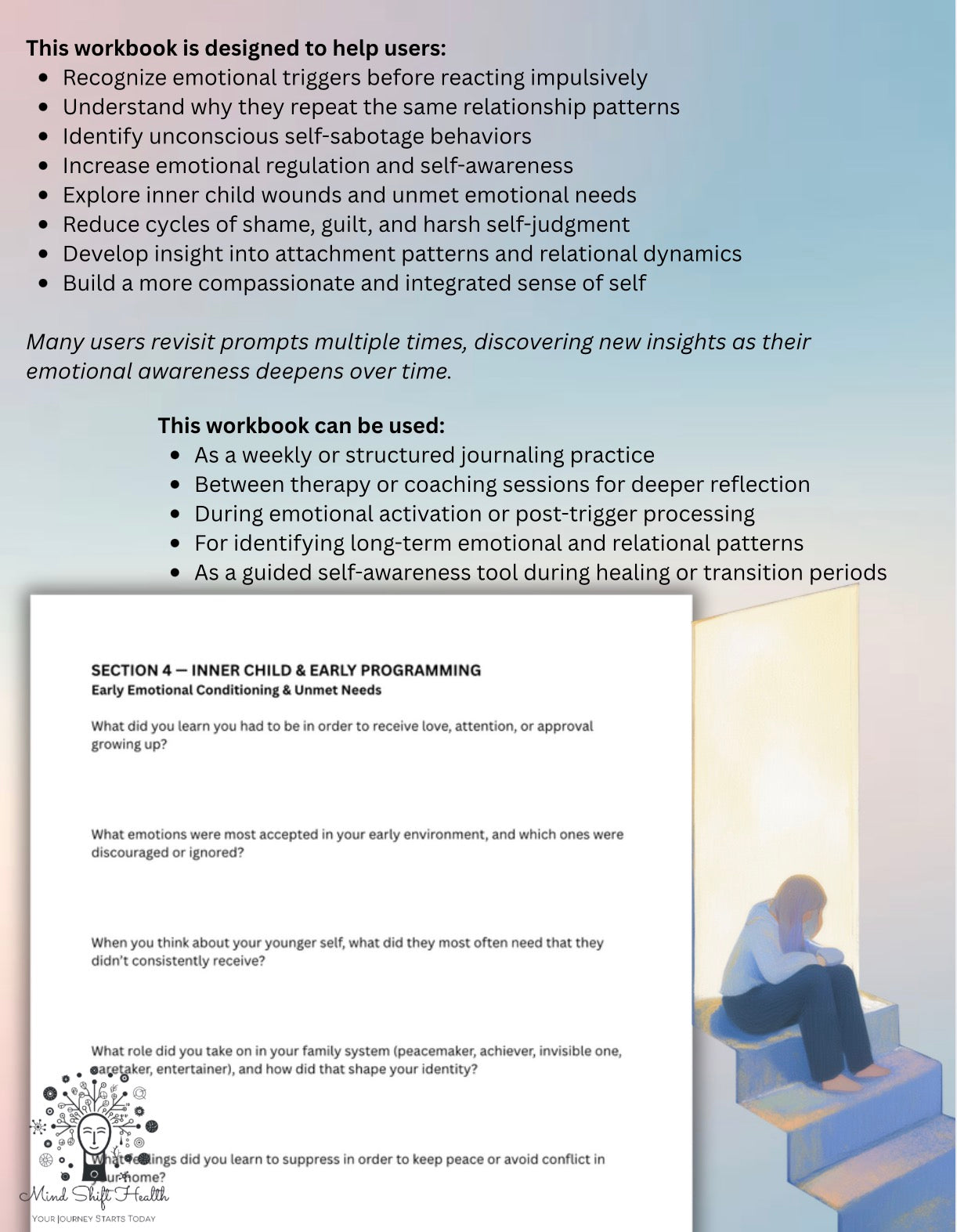 Shadow Work Journal Workbook 200+ Therapy Prompts for Emotional Triggers, Inner Child Healing, Self-Sabotage & Relationship Patterns