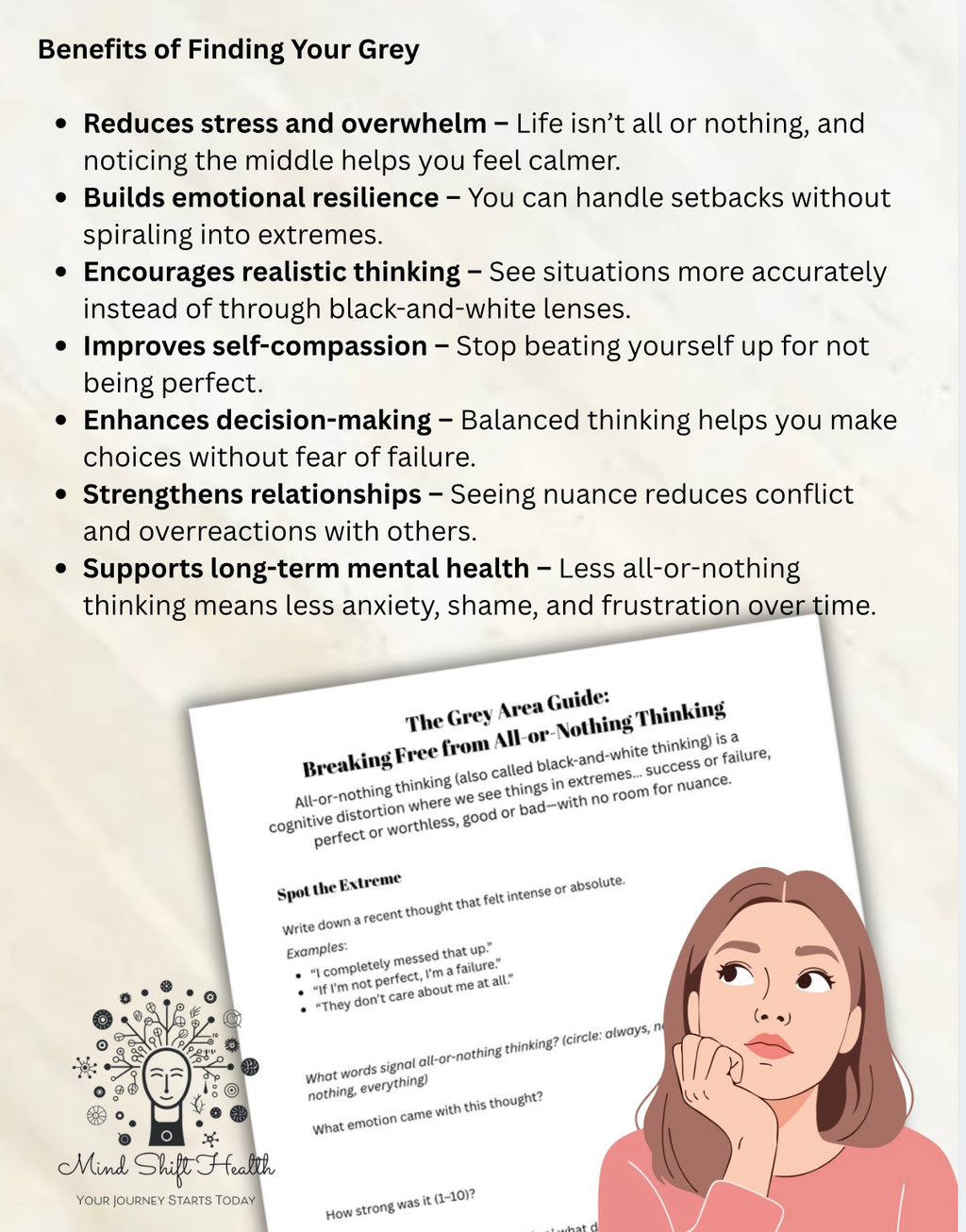 All-or-Nothing Thinking Worksheets PDF CBT Exercises to Reframe Thoughts & Build Self-Compassion