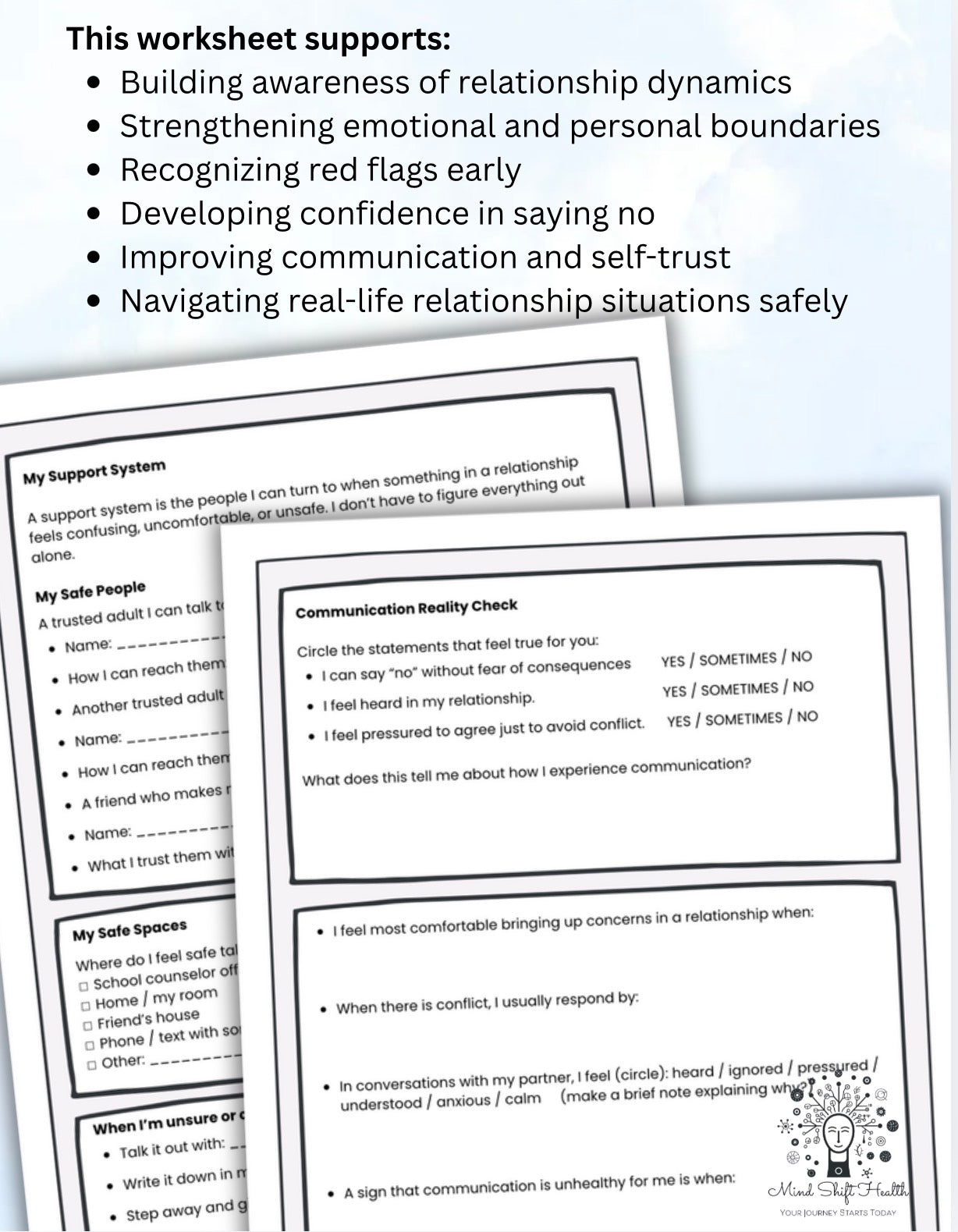 Teen Dating Safety Workbook Healthy vs Unhealthy Relationships, Boundaries & Communication Skills