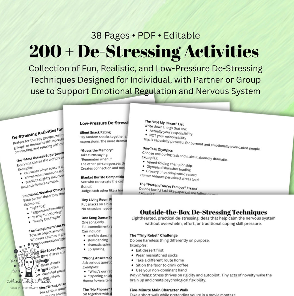 200+ Creative De-Stressing Techniques Workbook for Emotional Regulation, Anxiety & Burnout Support