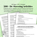 200+ Creative De-Stressing Techniques Workbook for Emotional Regulation, Anxiety & Burnout Support