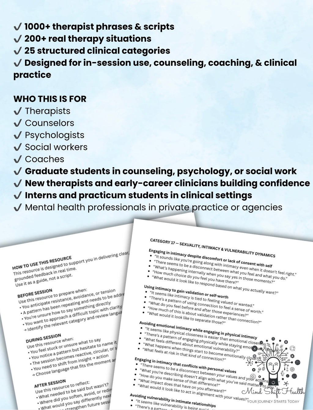 Delivering Difficult Feedback in Therapy
1000+ Clinical Phrases Across 25 Categories