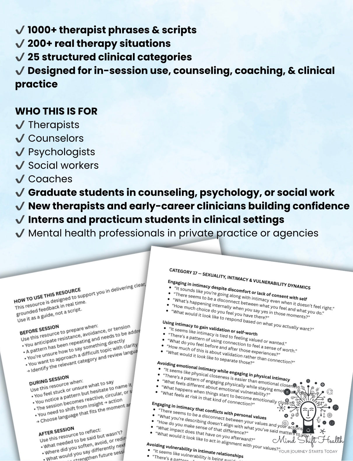 Delivering Difficult Feedback in Therapy
1000+ Clinical Phrases Across 25 Categories