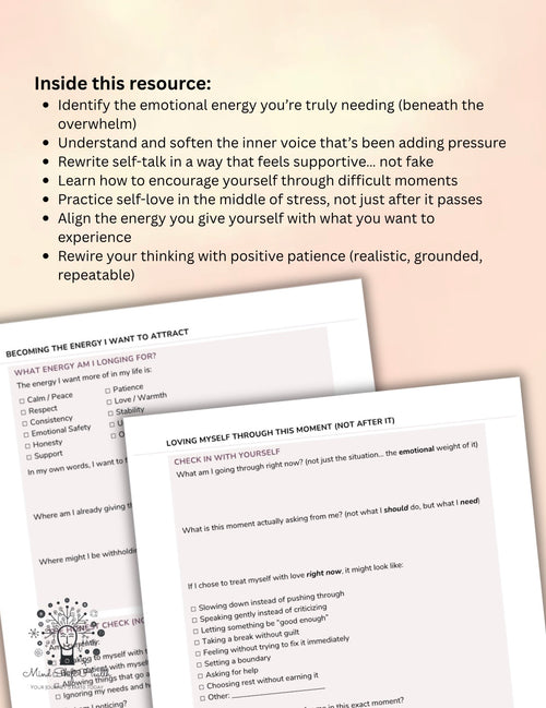 Be The Energy You Need Self Love & Inner Voice Worksheet