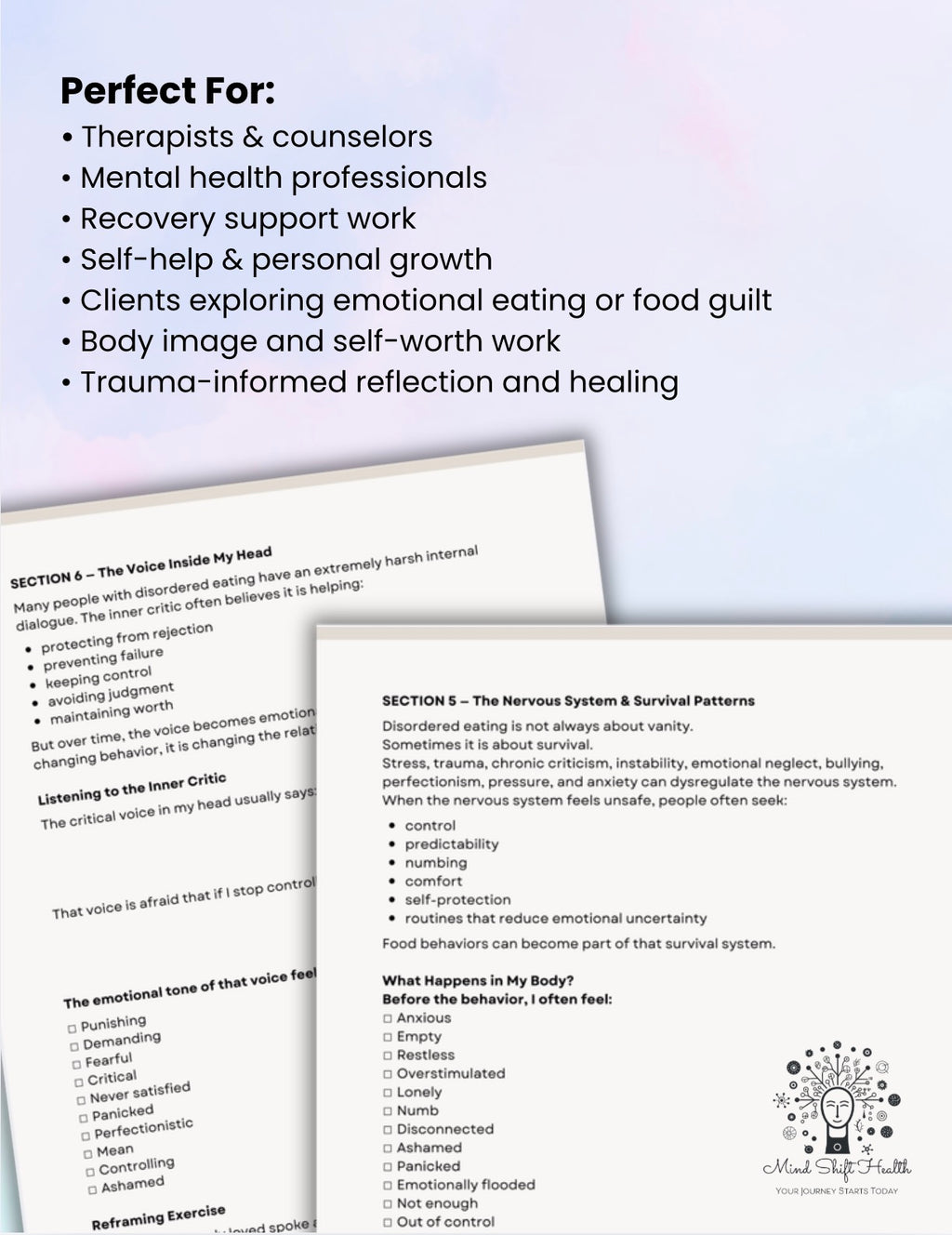 Disordered Eating Workbook for Adults Emotional Eating, Body Image & Self-Worth Healing Resource