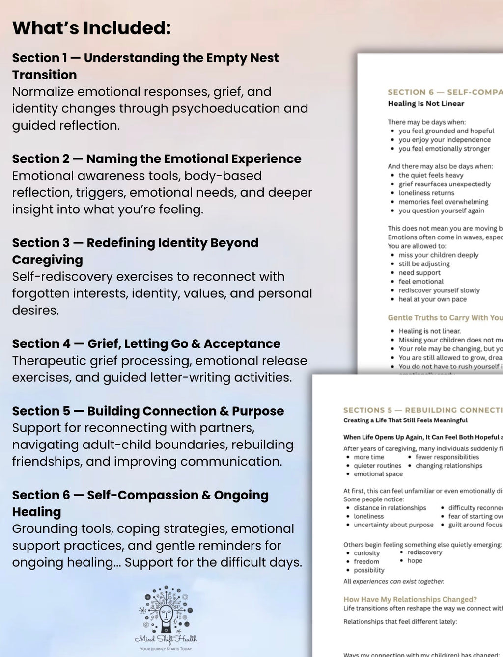 Empty Nest Healing Workbook Grief, Identity Shift & Life Transition Journal for Parents After Children Leave Home (Printable PDF)