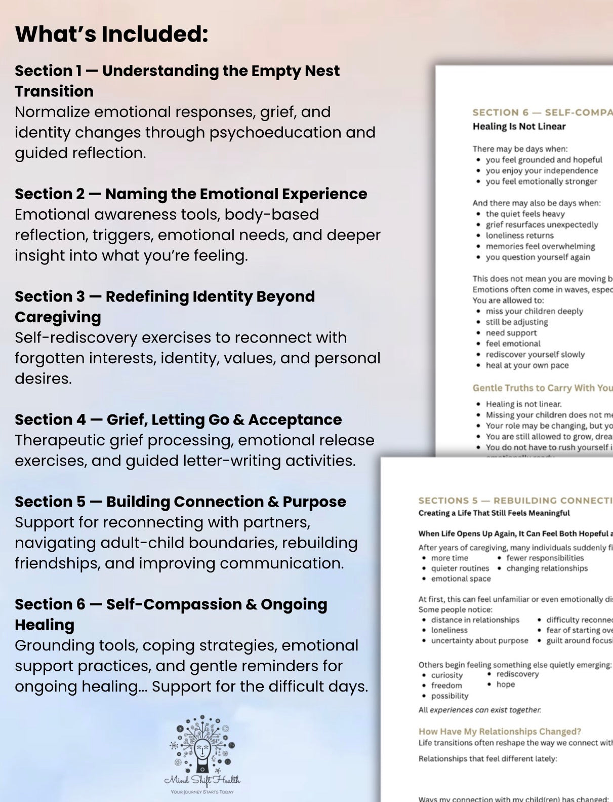 Empty Nest Healing Workbook Grief, Identity Shift & Life Transition Journal for Parents After Children Leave Home (Printable PDF)