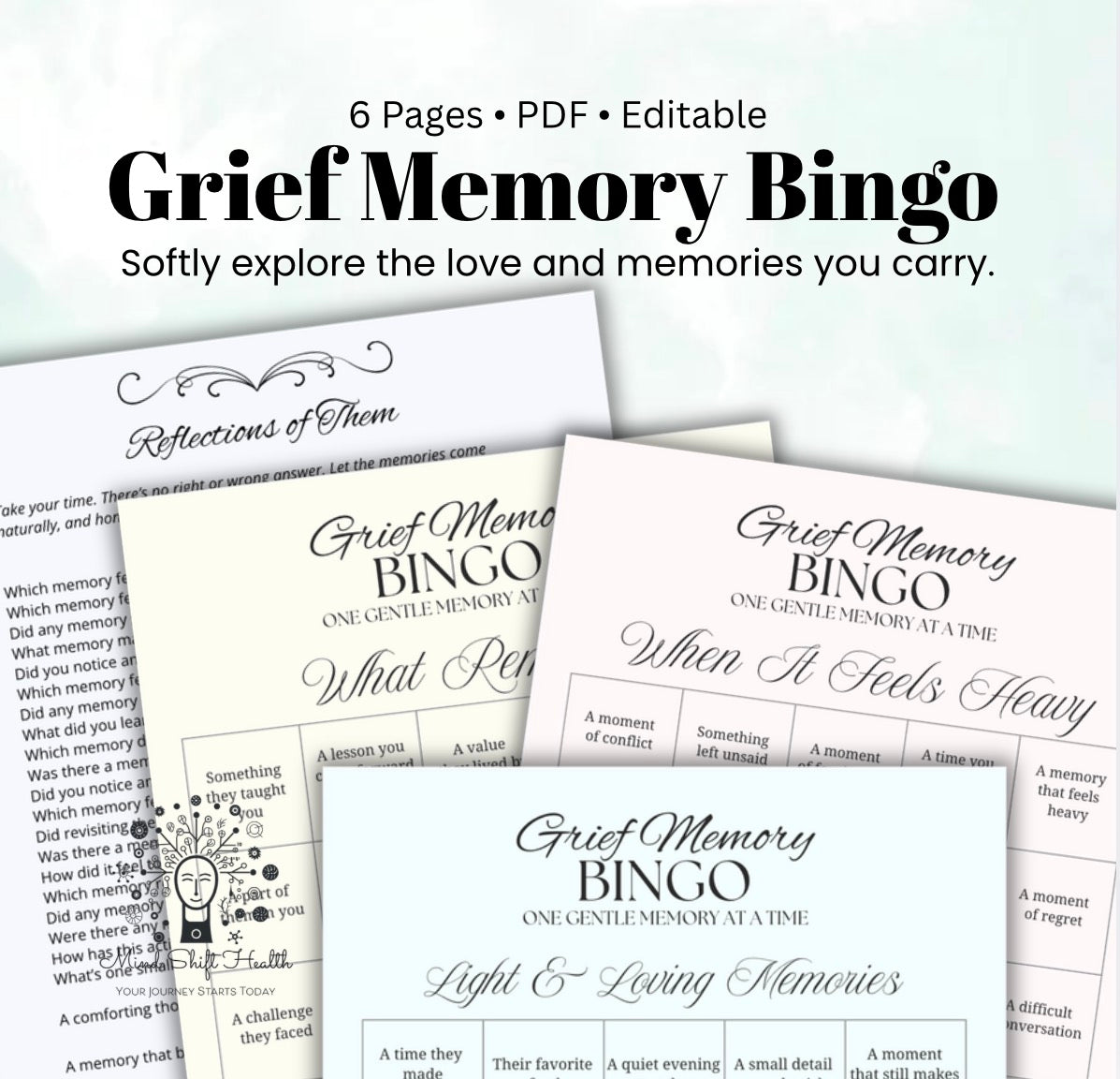 Grief Memory Bingo Printable Bereavement Activity, Loss Reflection Worksheet, Memory Journal, Therapeutic Grief Tool