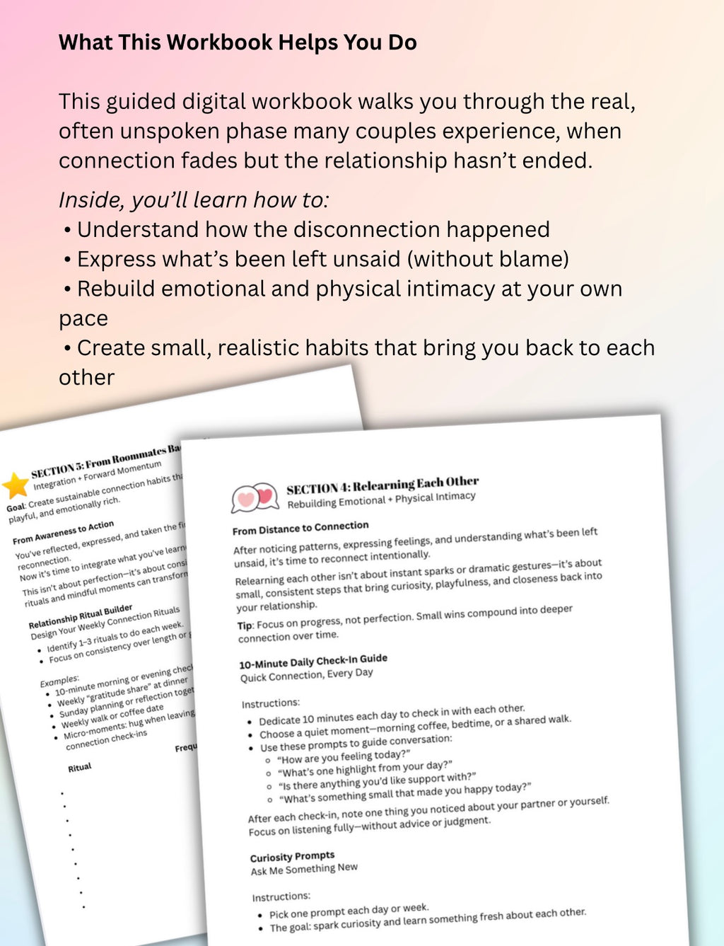 Feeling Like Roommates? Couples Workbook to Reconnect, Improve Communication & Rebuild Intimacy (PDF)