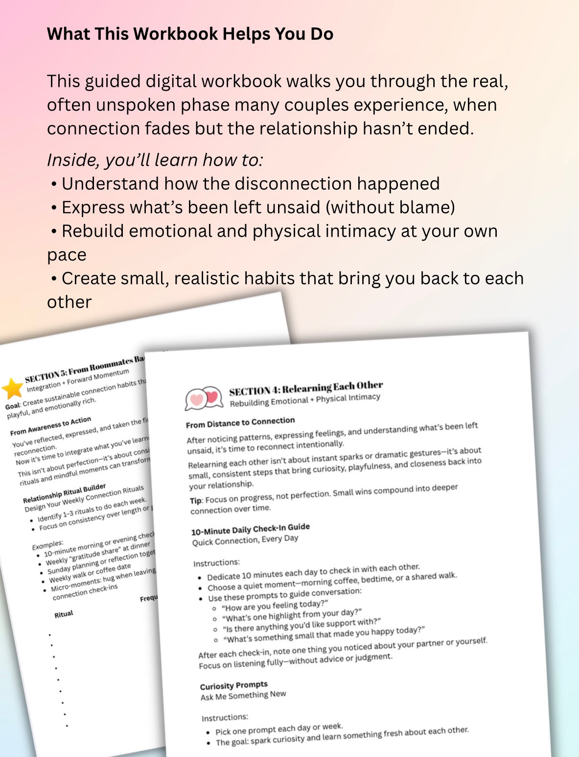 Feeling Like Roommates? Couples Workbook to Reconnect, Improve Communication & Rebuild Intimacy (PDF)