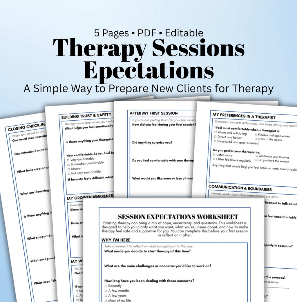 Therapy Expectations Worksheet for Clients First Session Intake Form Counseling Intake Tool Therapy Preparation Printable