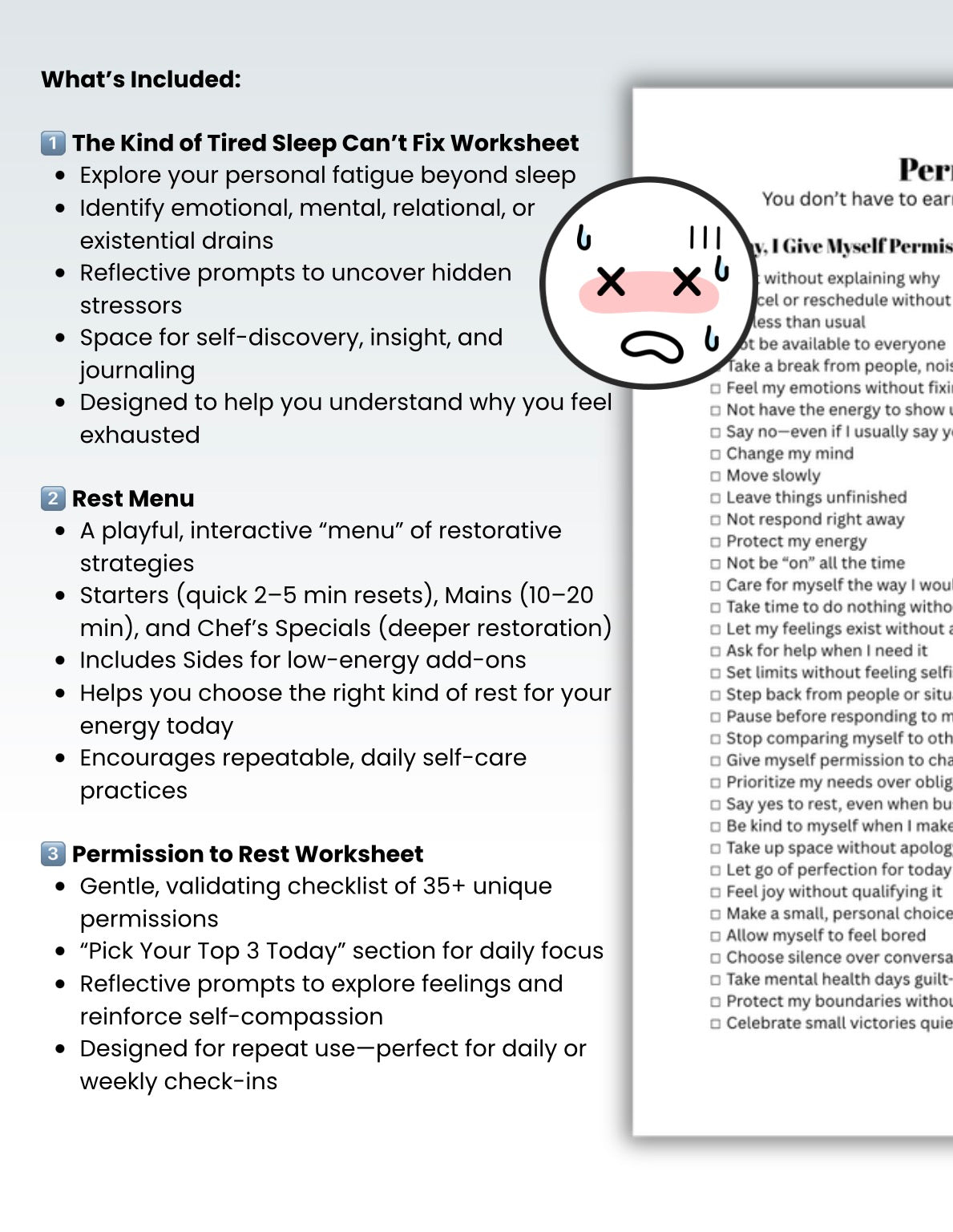 Burnout Rest & Nervous System Regulation Toolkit Permission to Rest Worksheets for Deep Fatigue & Emotional Exhaustion (Printable PDF)